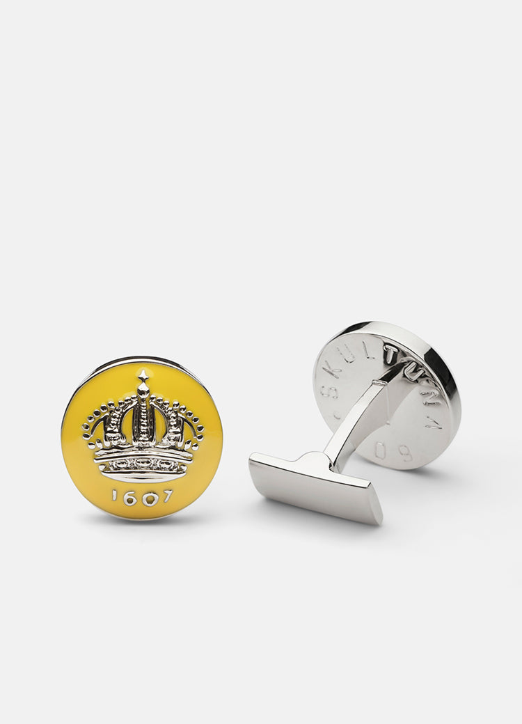 Cufflinks | Skultuna Crown | Silver Plated | Swedish Yellow - STOCKHOLM 