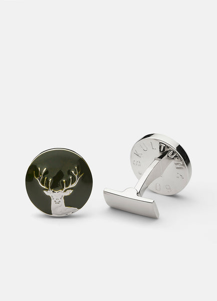 Cufflinks | The Hunter | Silver & Green | The Deer - STOCKHOLM 
