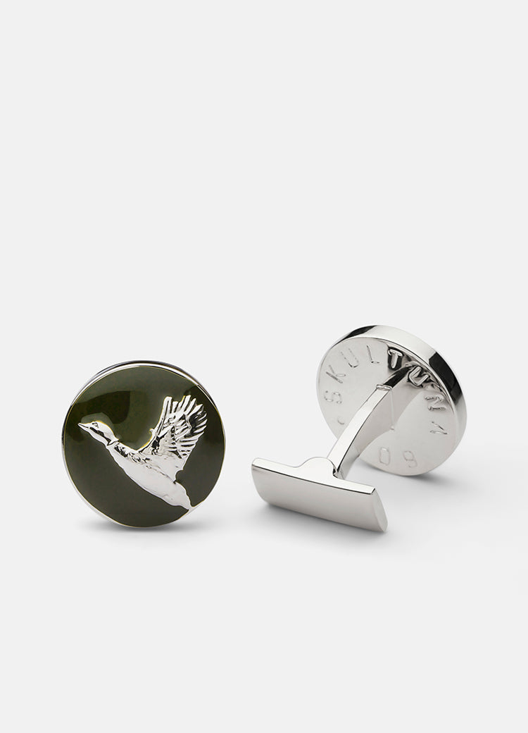 Cufflinks | The Hunter | Silver & Green | The Flying Duck - STOCKHOLM 