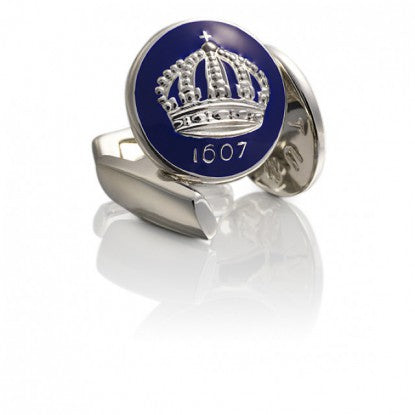 Cufflinks | Skultuna Crown | Silver Plated | Royal Blue - STOCKHOLM 