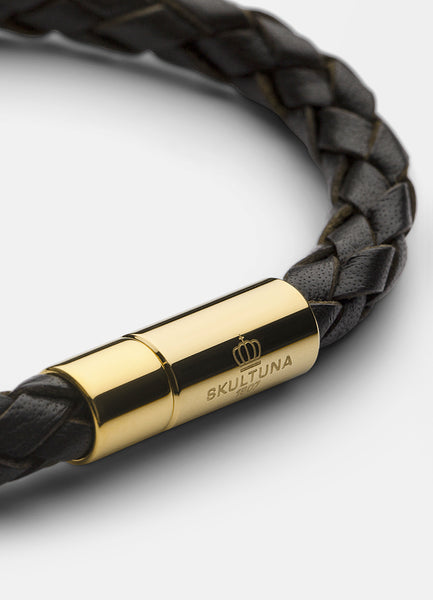 Leather Bracelet | 6mm | Gold | Dark Brown - STOCKHOLM 