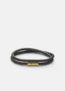 Leather Bracelet | 4mm | Gold | Dark Brown - STOCKHOLM 