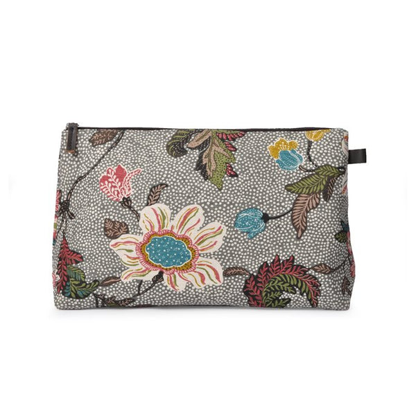 Cosmetic Bag | Linen | Grey Flower - STOCKHOLM 