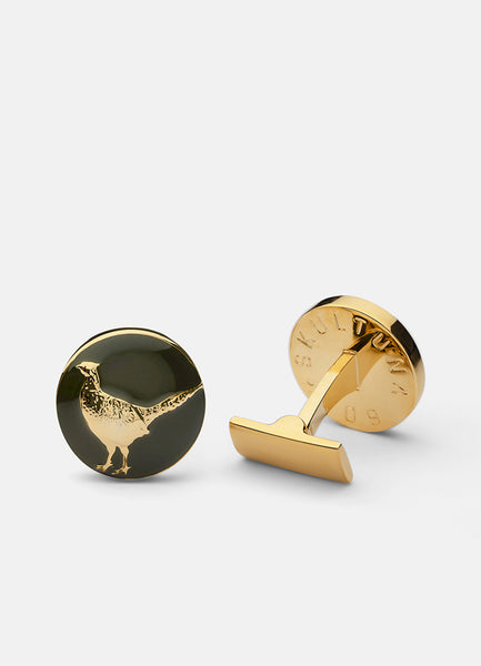 Cufflinks | The Hunter | Gold & Green | The Pheasant - STOCKHOLM 