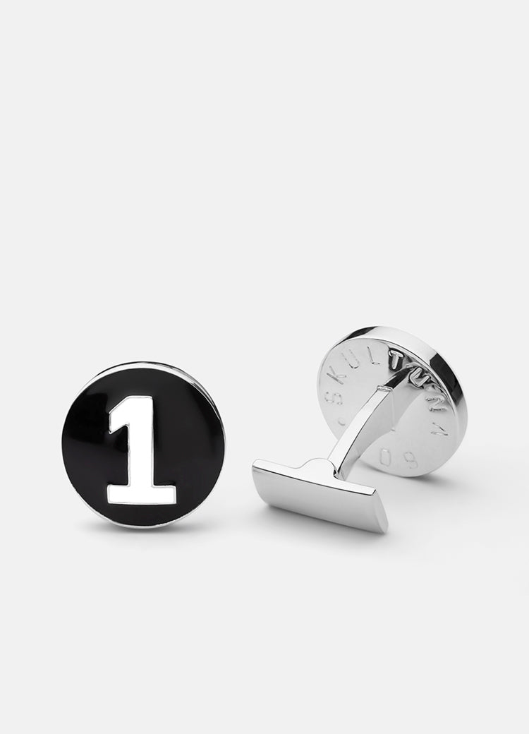Cufflinks | The Racer | Silver | Black & White - STOCKHOLM 