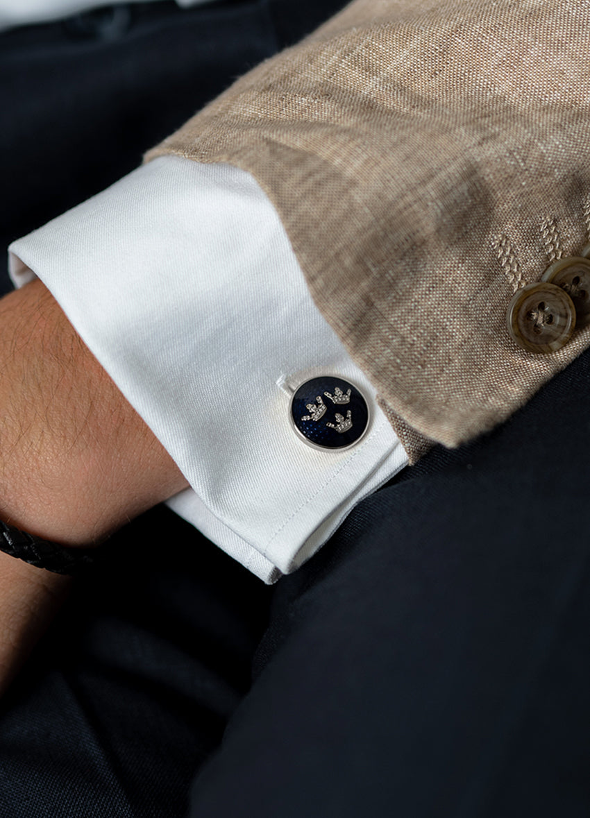 Cufflinks | Three Crowns | Large | Silver - STOCKHOLM 