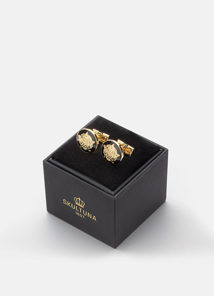 Cufflinks | Tudor Rose | Gold | Black - STOCKHOLM 