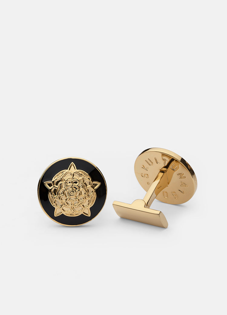 Cufflinks | Tudor Rose | Gold | Black - STOCKHOLM 