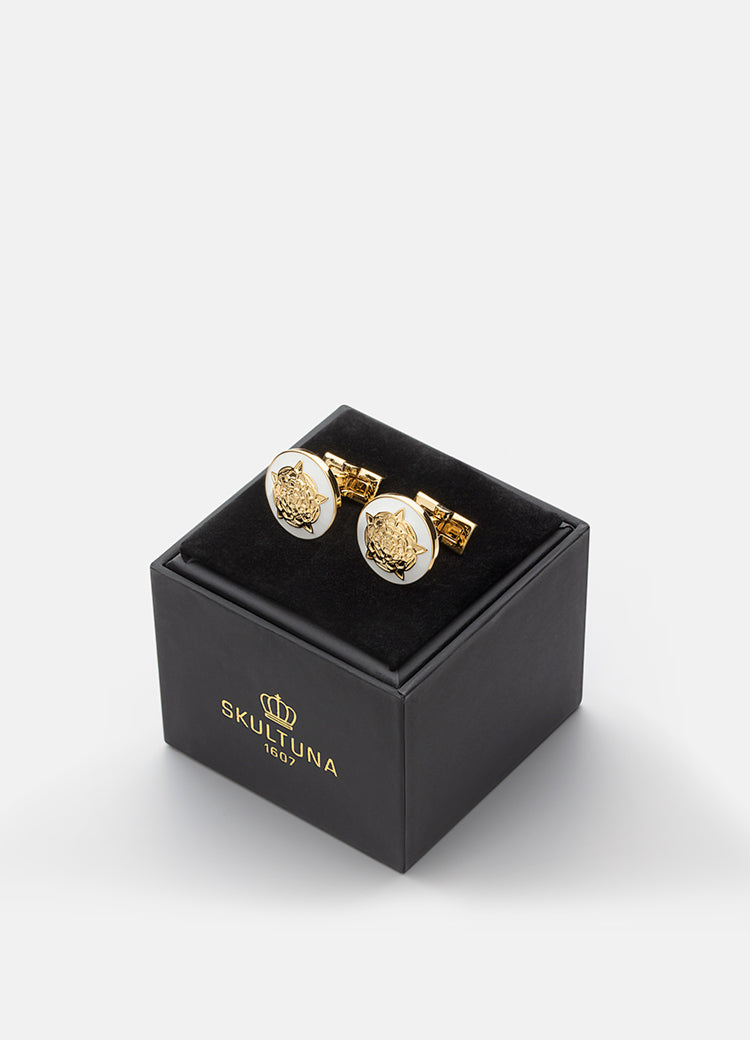 Cufflinks | Tudor Rose | Gold | White - STOCKHOLM 