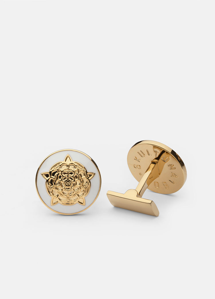 Cufflinks | Tudor Rose | Gold | White - STOCKHOLM 